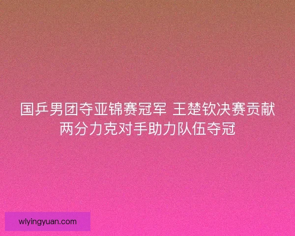 国乒男团夺亚锦赛冠军 王楚钦决赛贡献两分力克对手助力队伍夺冠