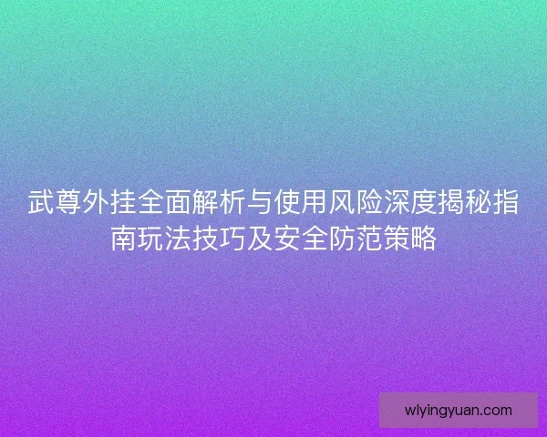 武尊外挂全面解析与使用风险深度揭秘指南玩法技巧及安全防范策略
